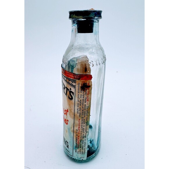 Antique Mrs. Stewart's Liquid Bluing Bottle No-Drip Cap Broken Cork Vintage - Picture 2 of 10